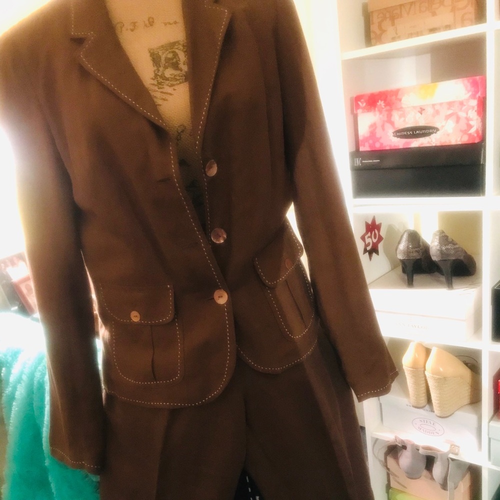 2pc Brown Cotton Twill